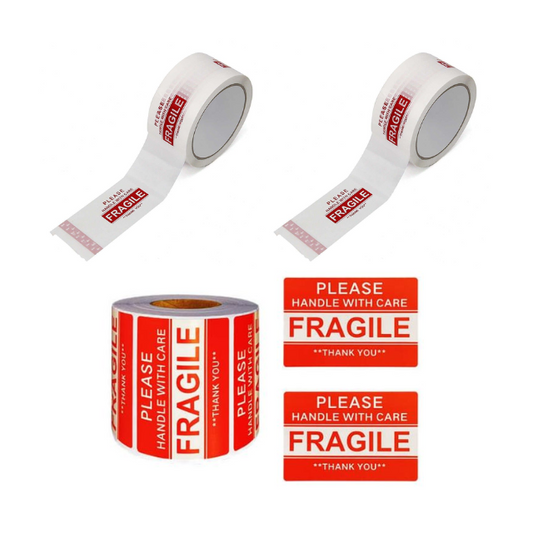 4PK Combo Fragile Bopp Tape and fragile stickers Roll