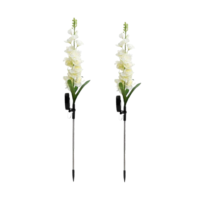 2 Pack Hyacinth Design Outdoor Garden Solar Lights Patio Decorative -White