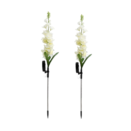 2 Pack Hyacinth Design Outdoor Garden Solar Lights Patio Decorative -White