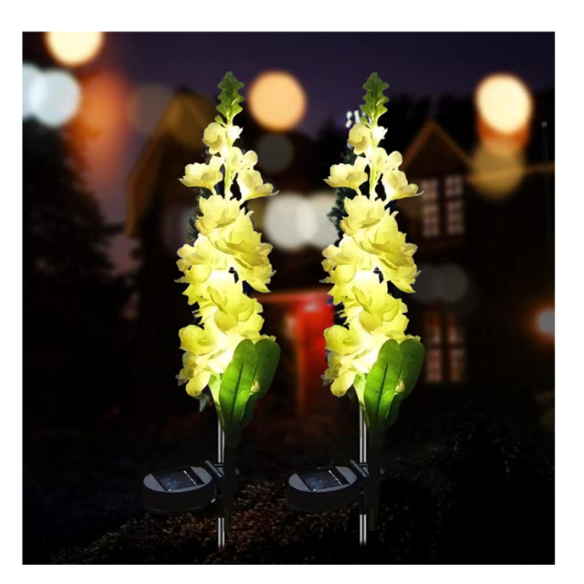 2 Pack Hyacinth Design Outdoor Garden Solar Lights Patio Decorative -White