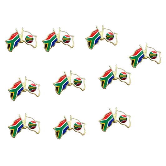 South Africa & Soccer Duo Flag Lapel Pin Badge Souvenir Novelty Gift- 10 Pack
