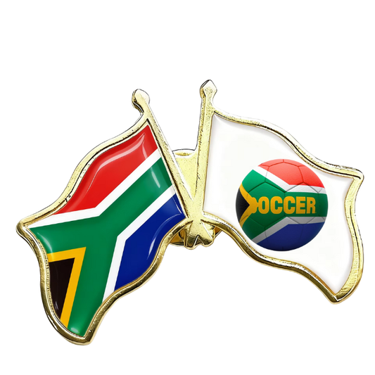 South Africa & Soccer Duo Flag Lapel Pin Badge Souvenir Novelty Gift