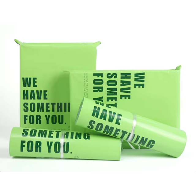 100 Express Polymailers Packaging 25x35cm Self-Adhesive Green Print