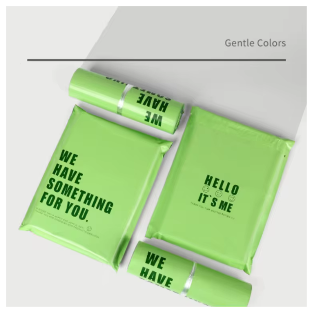 100 Express Polymailers Packaging 25x35cm Self-Adhesive Green Print