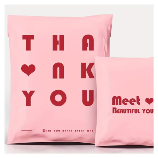 100 Express Polymailers Packaging 17x30cm Self-Adhesive Pink & Red Print