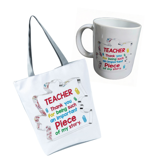 2PK Teacher Appreciation Thank You Mug and Tote Bag Gift Set