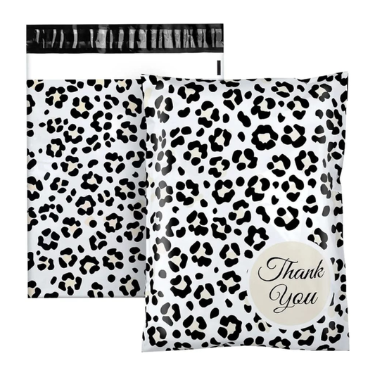 100 Polymailers Packaging 25x33cm Self-Adhesive Gift Bag Leopard Design