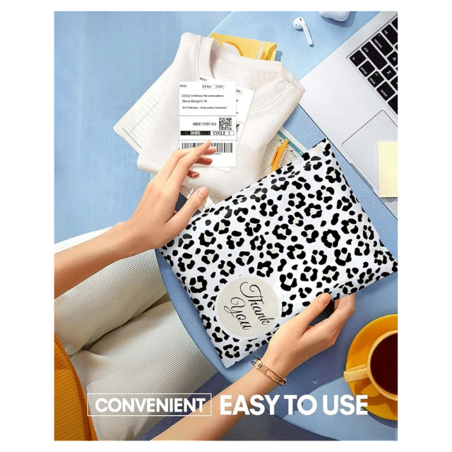 100 Polymailers Packaging 25x33cm Self-Adhesive Gift Bag Leopard Design