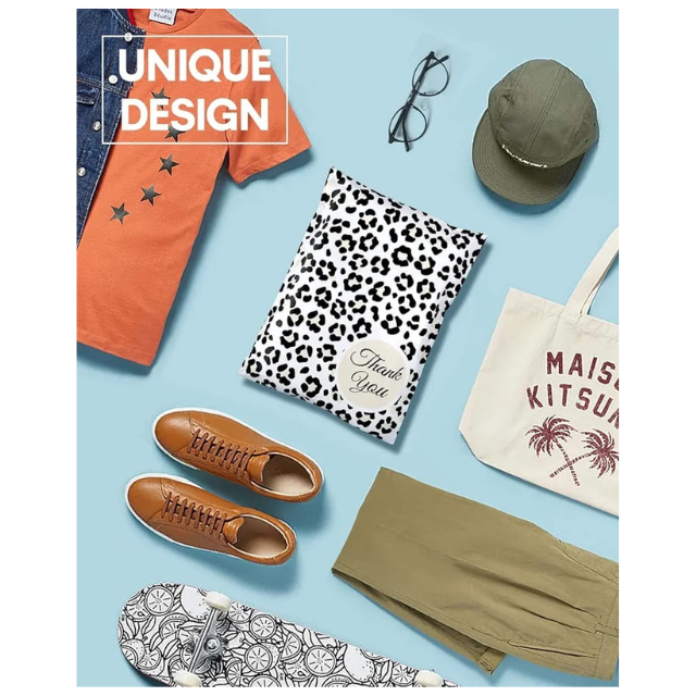 100 Polymailers Packaging 25x33cm Self-Adhesive Gift Bag Leopard Design