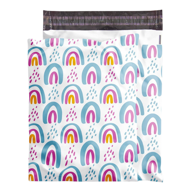 100 Polymailers Packaging 25x33cm Self-Adhesive GiftBag Sweet Rainbow Print