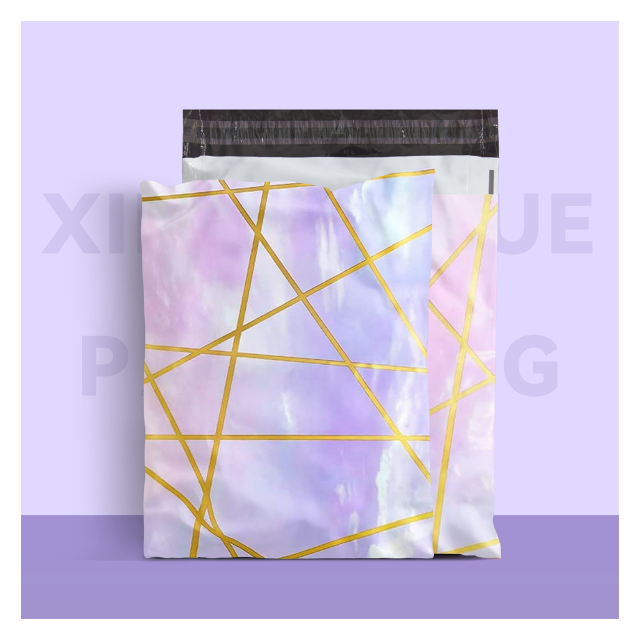 100 Polymailers Packaging 25x33cm Self-Adhesive Gift Bag Holographic Marble