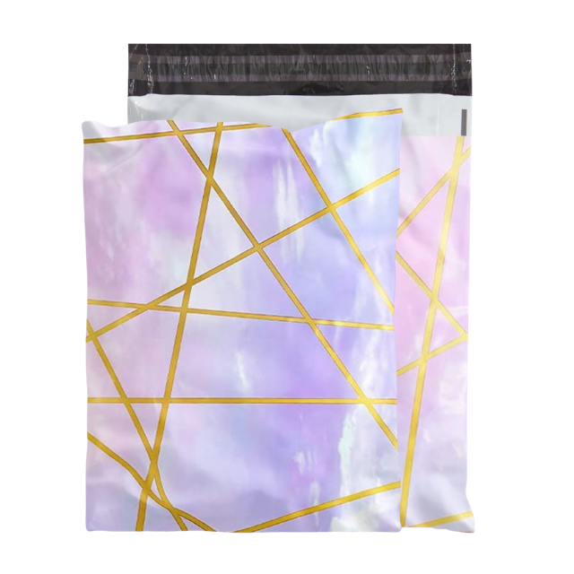 100 Polymailers Packaging 25x33cm Self-Adhesive Gift Bag Holographic Marble