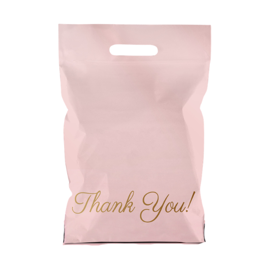 100 Pink Thank You Polymailers Packaging 25x33cm self-adhesive