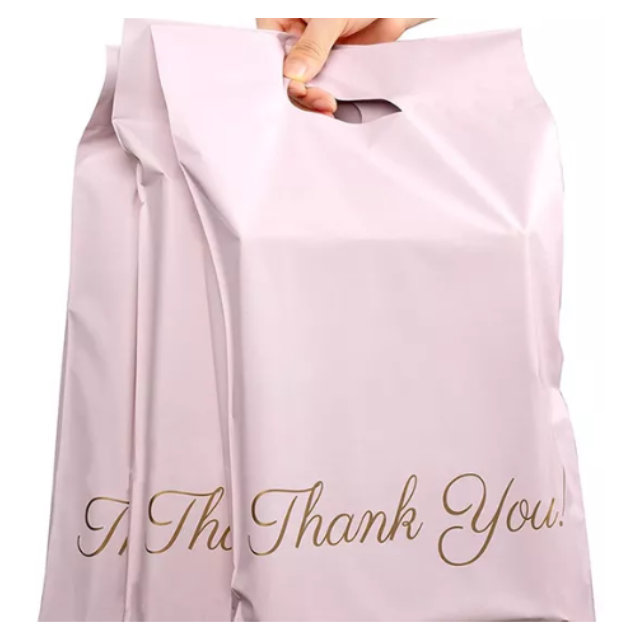 100 Pink Thank You Polymailers Packaging 25x33cm self-adhesive