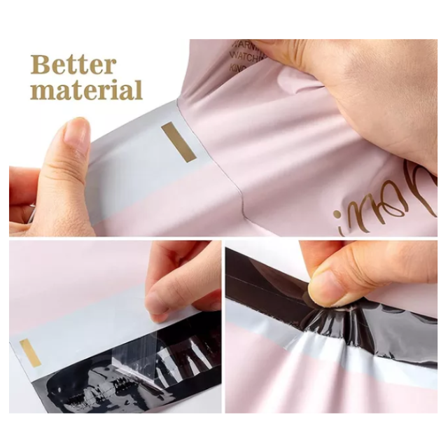 100 Pink Thank You Polymailers Packaging 25x33cm self-adhesive