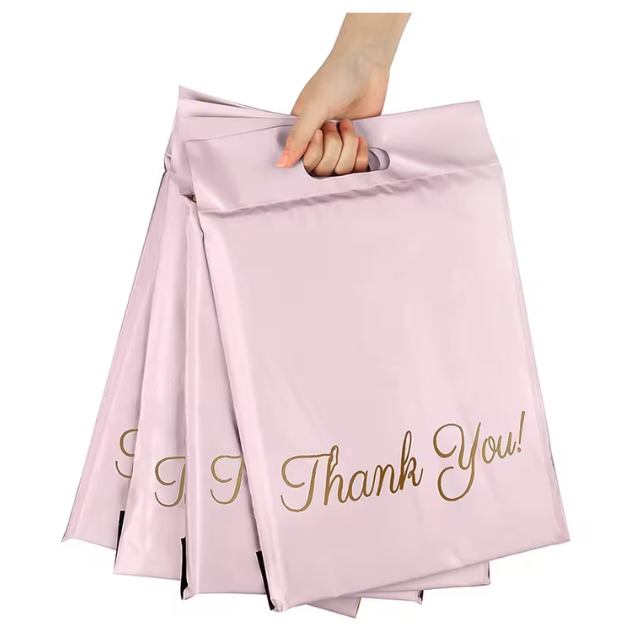 100 Pink Thank You Polymailers Packaging 25x33cm self-adhesive