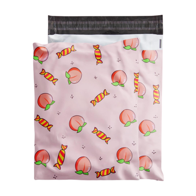100 Polymailers Packaging 25x33cm Self-Adhesive Gift Bag Peach Candy Print