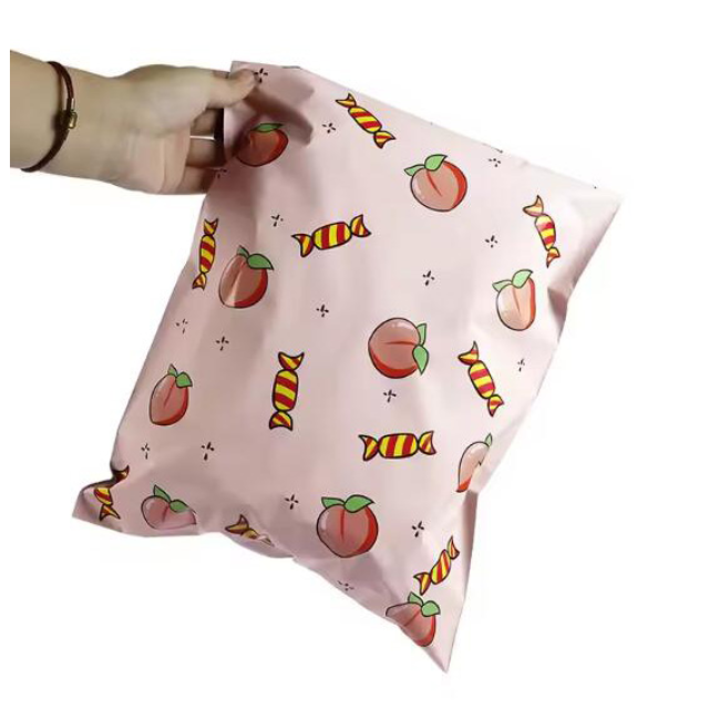 100 Polymailers Packaging 25x33cm Self-Adhesive Gift Bag Peach Candy Print