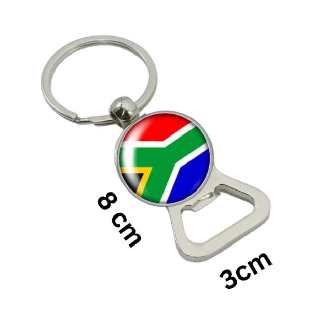 2 in 1 Bottle Opener and Keyring South African Flag Design Novelty Gift