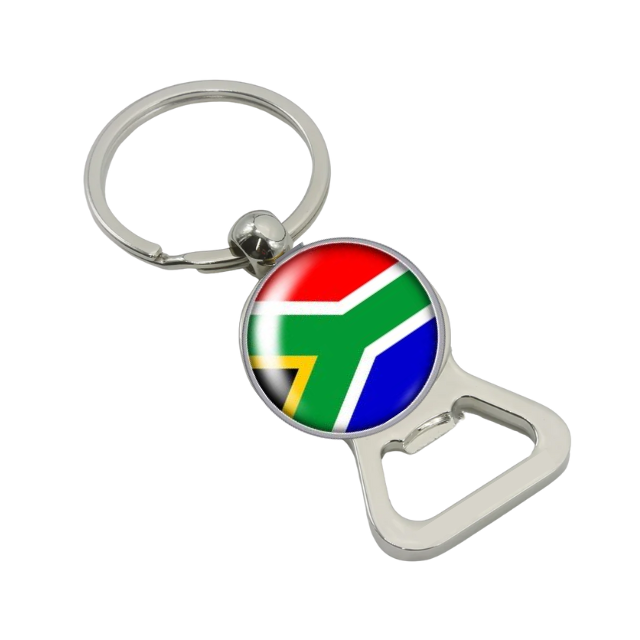 2 in 1 Bottle Opener and Keyring South African Flag Design Novelty Gift