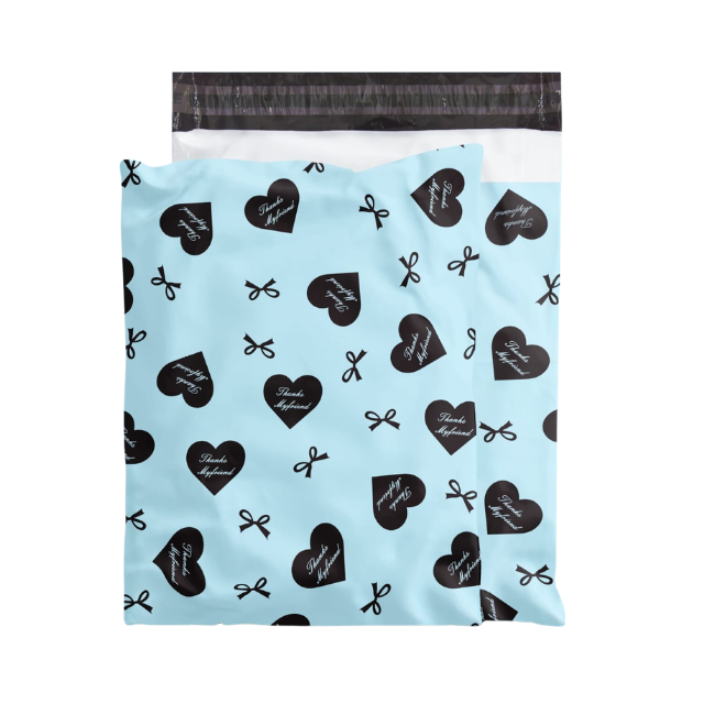 100 Polymailers Packaging 25x33cm Self-Adhesive Gift Bag Ribbons and Hearts