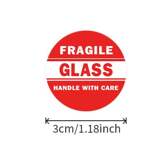2PK Combo Fragile Handle with Care 5x8cm & Fragile Glass 3cm Sticker Rolls