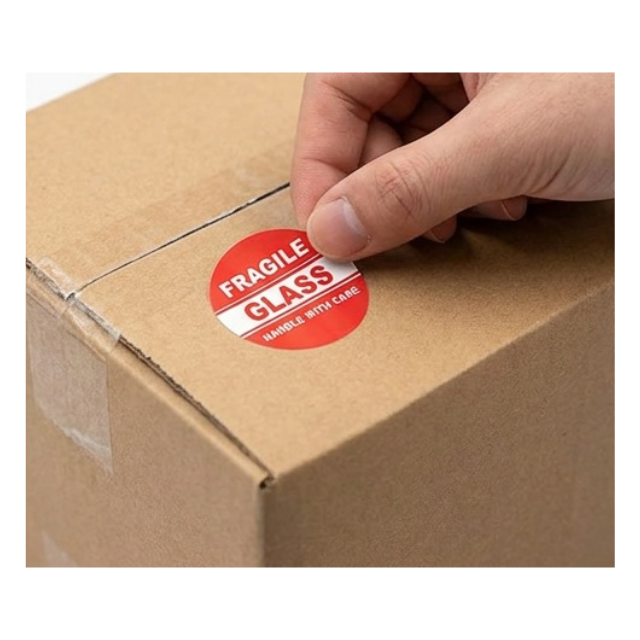 2PK Combo Fragile Handle with Care 5x8cm & Fragile Glass 3cm Sticker Rolls