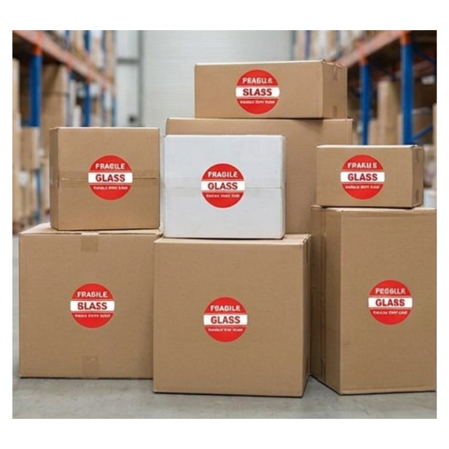 2PK Combo Fragile Handle with Care 5x8cm & Fragile Glass 3cm Sticker Rolls