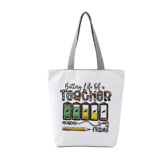 Teacher Appreciation Tote Bag 27x37cm - Battery Life of a Teacher