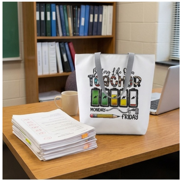 Teacher Appreciation Tote Bag 27x37cm - Battery Life of a Teacher