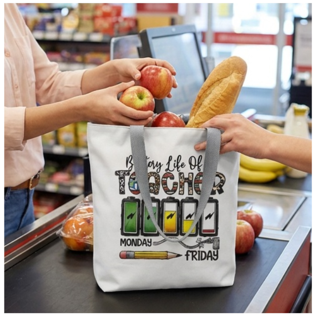 Teacher Appreciation Tote Bag 27x37cm - Battery Life of a Teacher