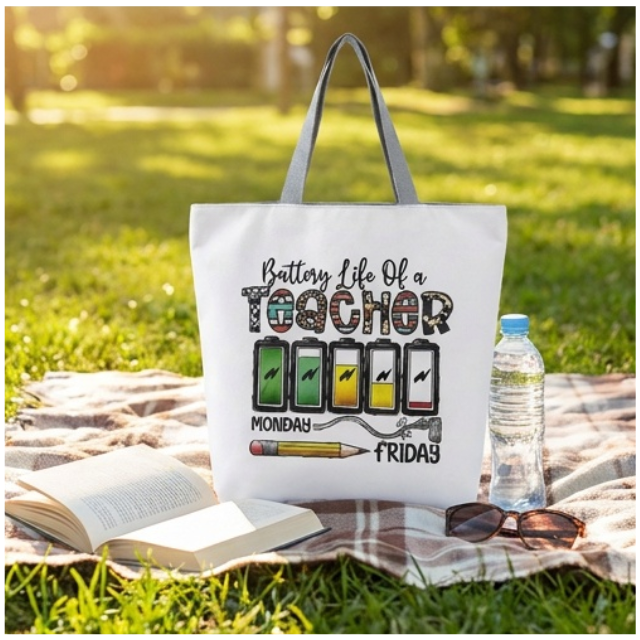 Teacher Appreciation Tote Bag 27x37cm - Battery Life of a Teacher