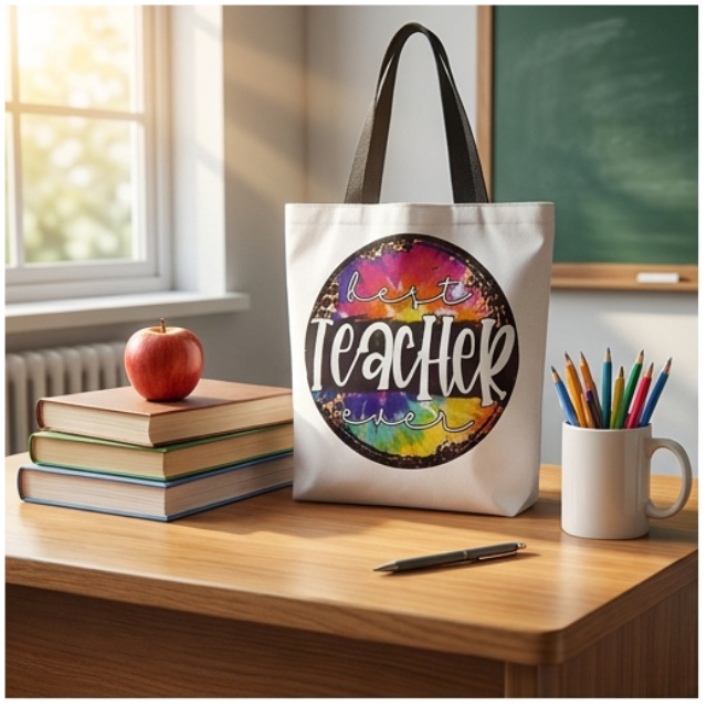 Teacher Appreciation Tote Bag 27x37cm - Best Teacher Ever Colour Splash