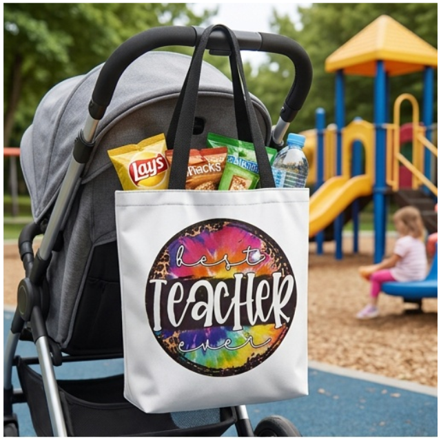 Teacher Appreciation Tote Bag 27x37cm - Best Teacher Ever Colour Splash