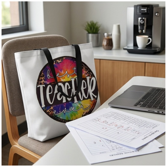 Teacher Appreciation Tote Bag 27x37cm - Best Teacher Ever Colour Splash