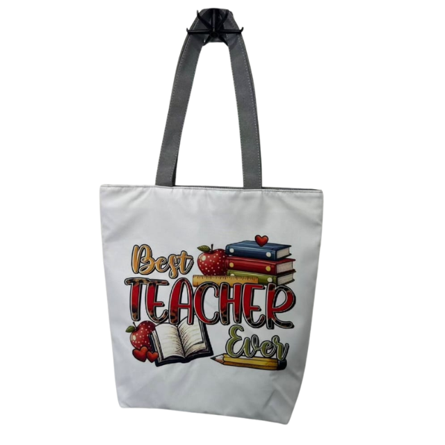 Teacher Appreciation Tote Bag 27x37cm - Best Teacher Ever Apple