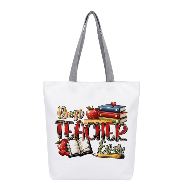 Teacher Appreciation Tote Bag 27x37cm - Best Teacher Ever Apple