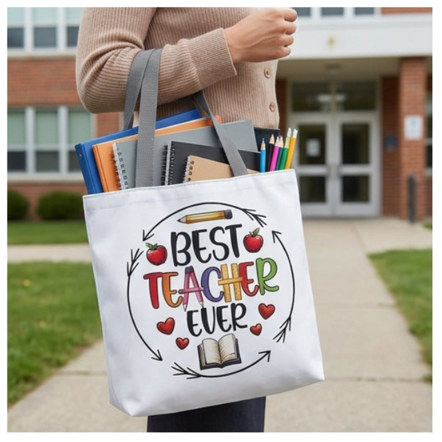 Teacher Appreciation Tote Bag 27x37cm - Best Teacher Ever Book