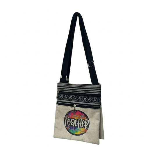 Teacher Appreciation Bohemian Linen SlingBag 19X23.5 -Teacher Colour Splash