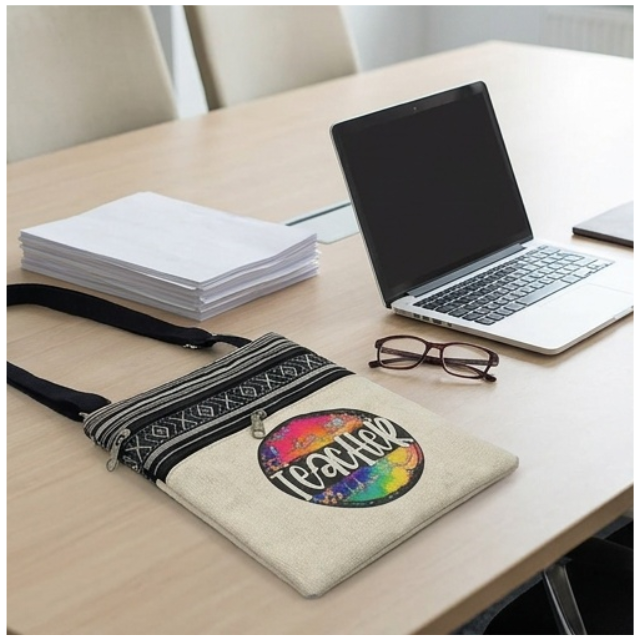 Teacher Appreciation Bohemian Linen SlingBag 19X23.5 -Teacher Colour Splash
