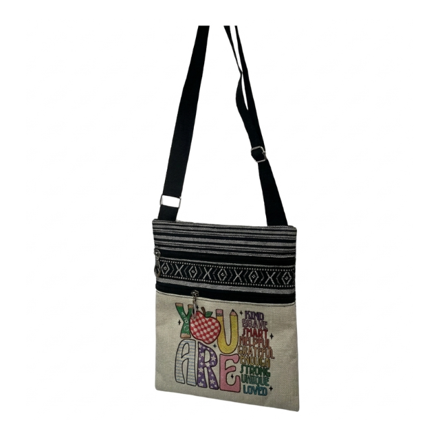 Teacher Appreciation Bohemian Linen Sling bag 19X23.5cm - You Are Kind
