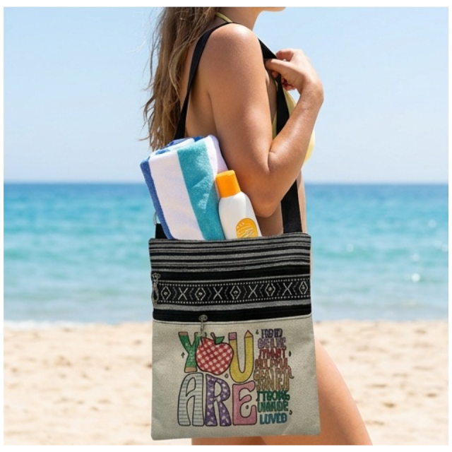 Teacher Appreciation Bohemian Linen Sling bag 19X23.5cm - You Are Kind