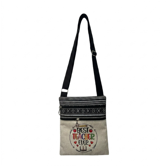 Teacher Appreciation Bohemian Linen Sling Bag 19x23.5cm - Best Teacher Book