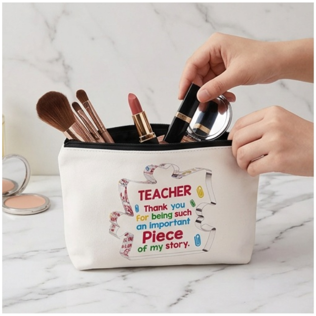 Teacher Cosmetic Bag Makeup & Stationery Pouch 22x13.5cm - Piece Of Puzzle