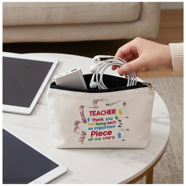 Teacher Cosmetic Bag Makeup & Stationery Pouch 22x13.5cm - Piece Of Puzzle
