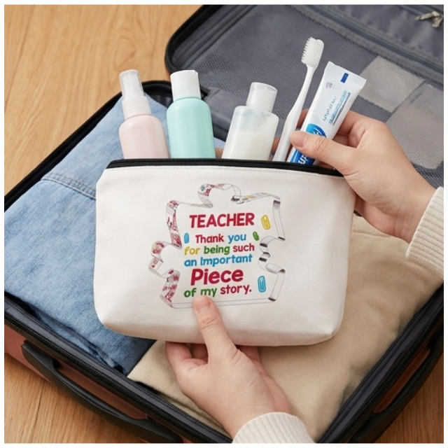 Teacher Cosmetic Bag Makeup & Stationery Pouch 22x13.5cm - Piece Of Puzzle