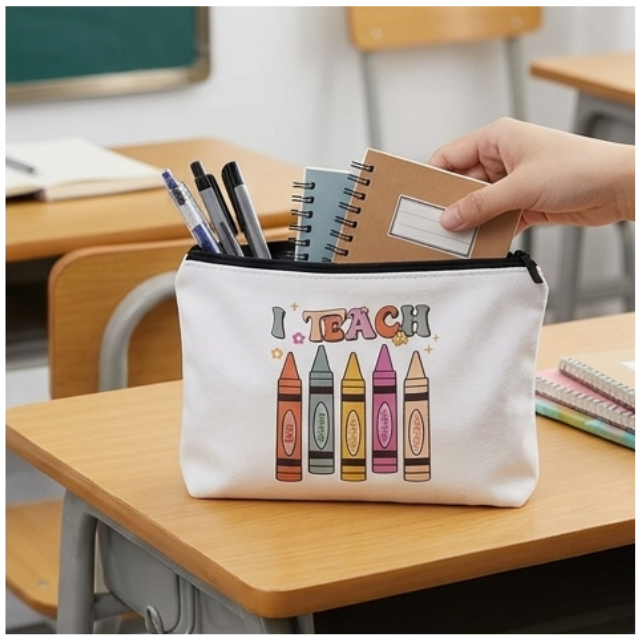Teacher Cosmetic Bag Makeup & Stationery Pouch 22x13.5cm - I Teach Love