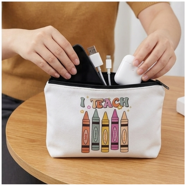 Teacher Cosmetic Bag Makeup & Stationery Pouch 22x13.5cm - I Teach Love