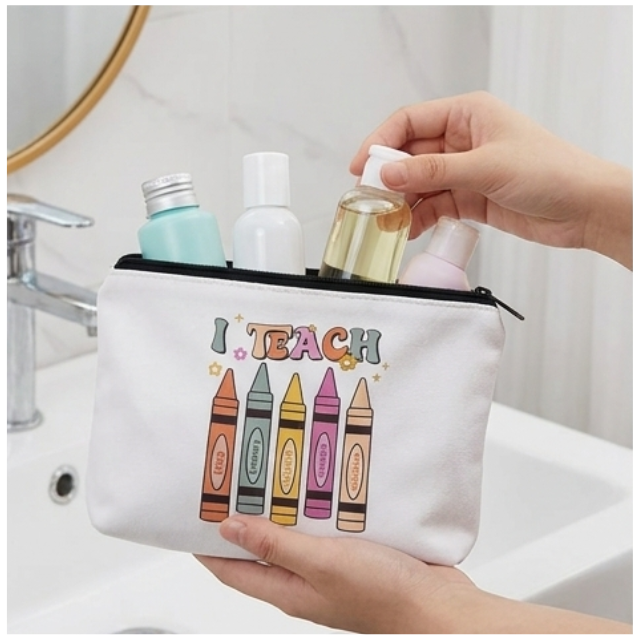 Teacher Cosmetic Bag Makeup & Stationery Pouch 22x13.5cm - I Teach Love