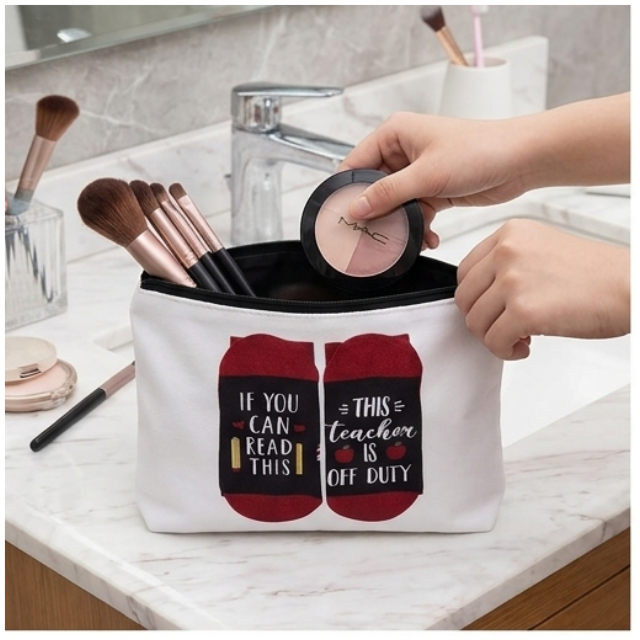 Teacher Cosmetic Bag Makeup & Stationery Pouch 22x13.5cm - Off Duty